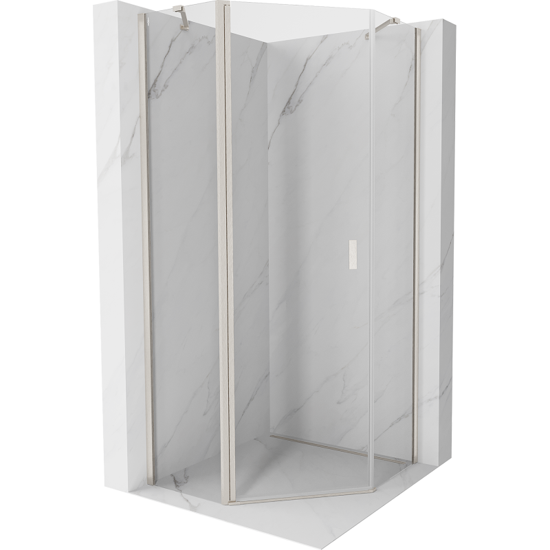 Mexen Mist πεντάγωνο αναδιπλούμενο ντους 80 x 80 cm, διαφανές, βουρτσισμένο