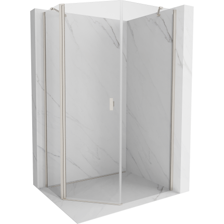 Mexen Mist vijfhoekige asymmetrische douchecabine 80 x 90 cm, transparant, geborsteld nikkel - 8A8-080-090-97-00