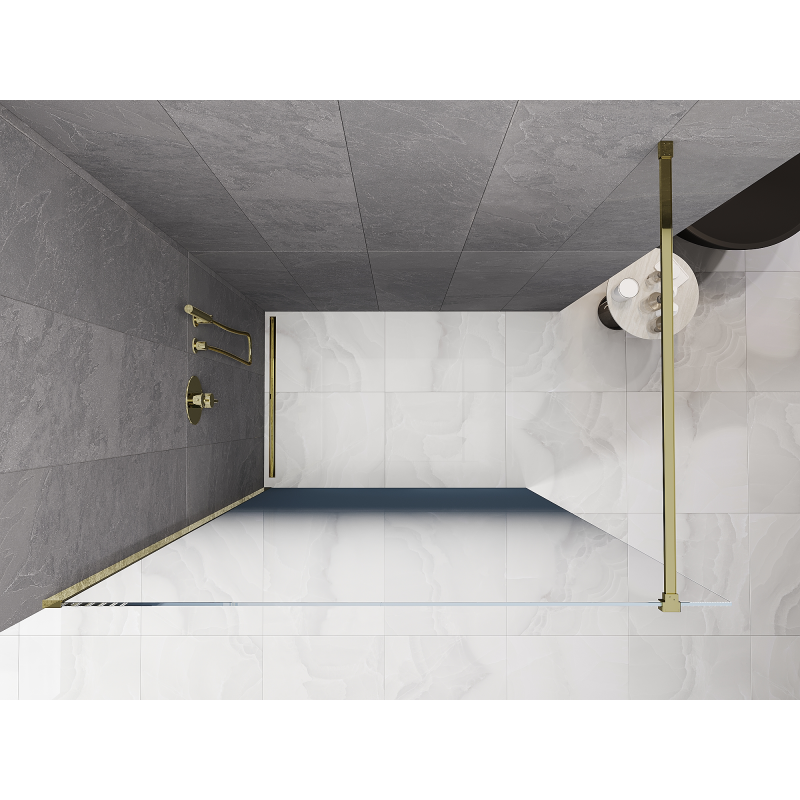 Mexen Kioto ścianka prysznicowa Walk-in 100 x 200 cm, ombre niebieska 8 mm, złota - 800-100-101-50-46