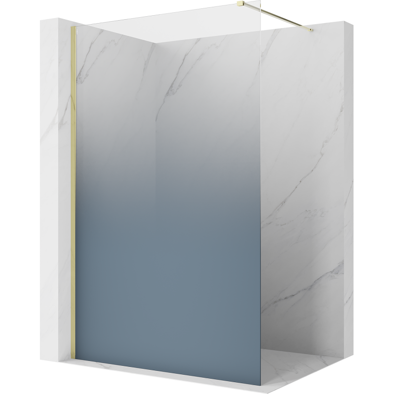 Mexen Kioto ścianka prysznicowa Walk-in 110 x 200 cm, ombre niebieska 8 mm, złota - 800-110-101-50-46