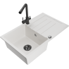 Mexen Bruno fregadero de granito de 1 seno con escurridor y grifo de cocina Duero, blanco - 6513-20-671600-70