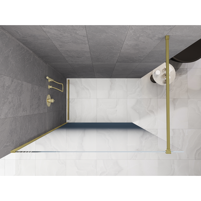 Mexen Kioto ścianka prysznicowa Walk-in 70 x 200 cm, ombre niebieska 8 mm, złota szczotkowana - 800-070-101-55-46