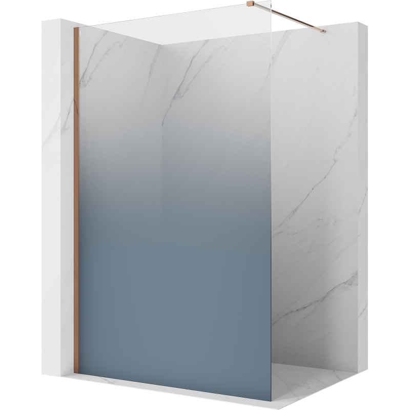 Mexen Kioto ścianka prysznicowa Walk-in 90 x 200 cm, ombre niebieska 8 mm, różowe złoto - 800-090-101-60-46