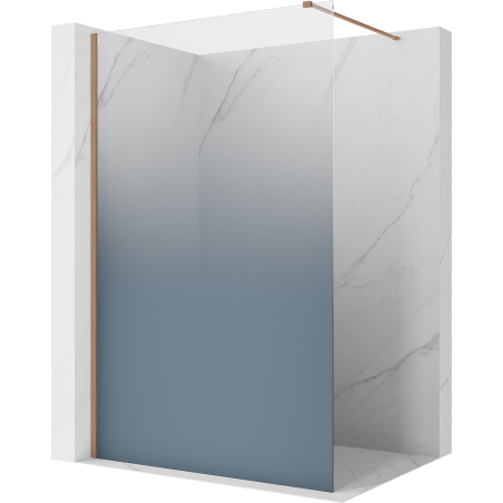 Mexen Kioto ścianka prysznicowa Walk-in 100 x 200 cm, ombre niebieska 8 mm, miedź szczotkowana - 800-100-101-65-46