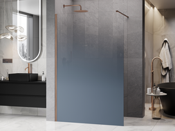 Mexen Kioto ścianka prysznicowa Walk-in 70 x 200 cm, ombre niebieska 8 mm, miedź szczotkowana - 800-070-101-65-46