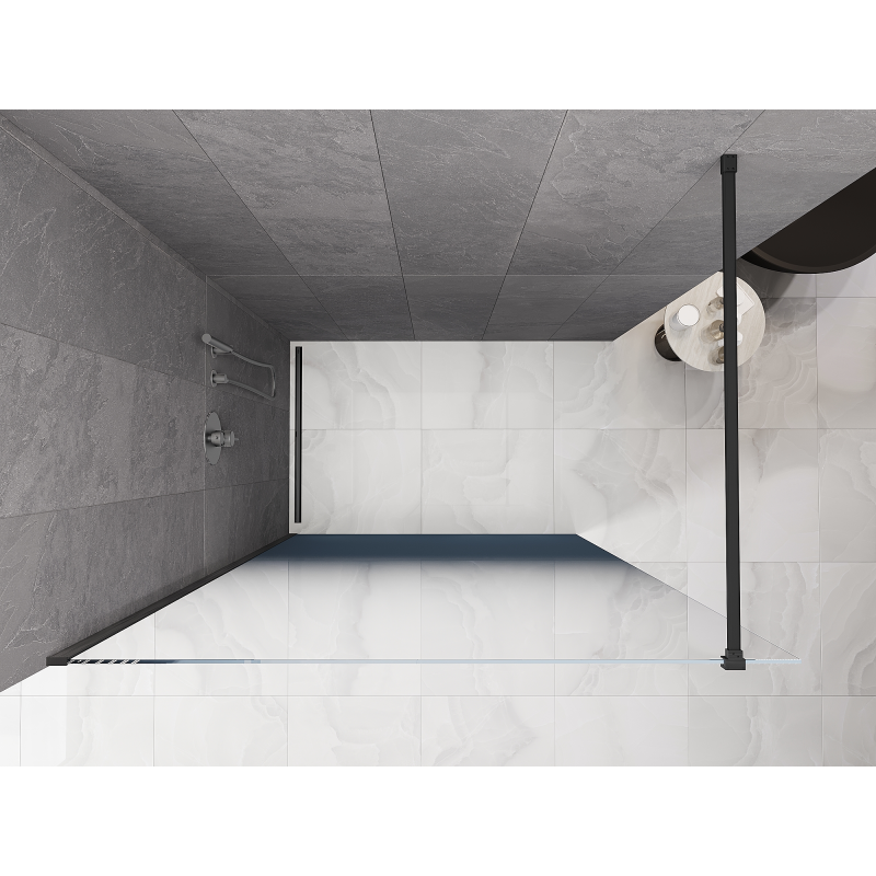 Mexen Kioto ścianka prysznicowa Walk-in 150 x 200 cm, ombre niebieska 8 mm, gun gray szczotkowany - 800-150-101-66-46