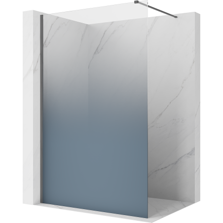 Mexen Kioto ścianka prysznicowa Walk-in 80 x 200 cm, ombre niebieska 8 mm, gun gray szczotkowany - 800-080-101-66-46