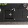Mexen Leo granite kitchen sink 1-bowl with drainer and Telma kitchen faucet, black - 6501-77-670200-00