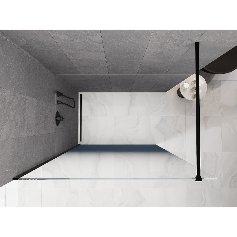 Mexen Kioto ścianka prysznicowa Walk-in 130 x 200 cm, ombre niebieska 8 mm, czarna - 800-130-101-70-46