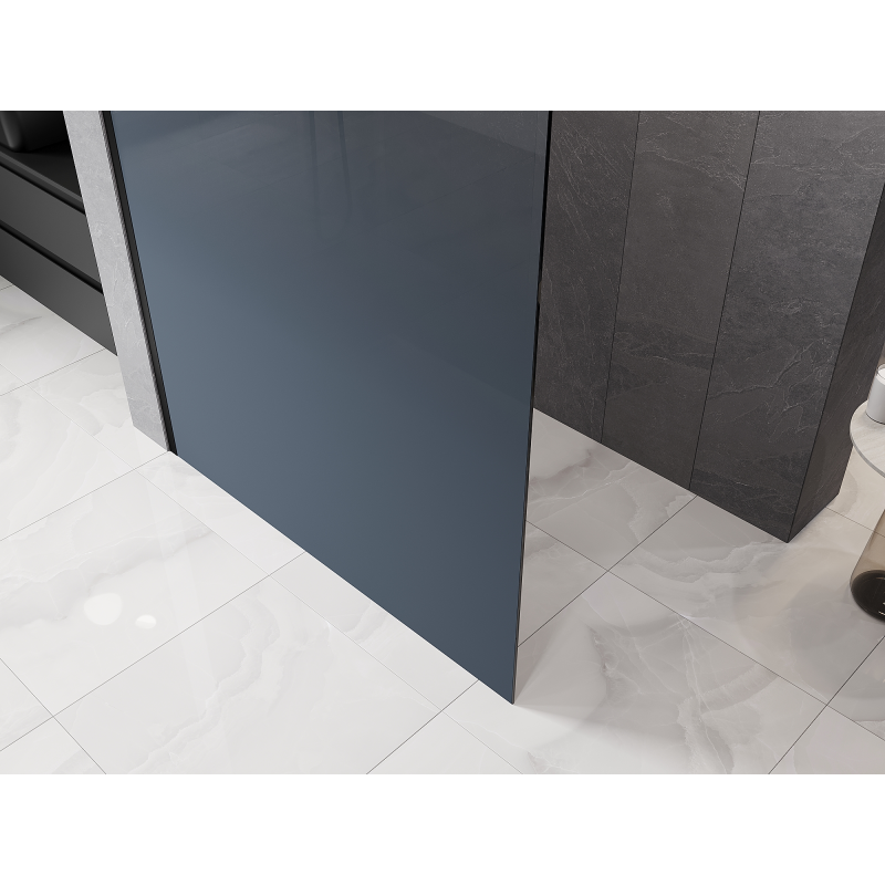 Mexen Kioto ścianka prysznicowa Walk-in 140 x 200 cm, ombre niebieska 8 mm, czarna - 800-140-101-70-46