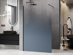 Mexen Kioto ścianka prysznicowa Walk-in 150 x 200 cm, ombre niebieska 8 mm, czarna - 800-150-101-70-46