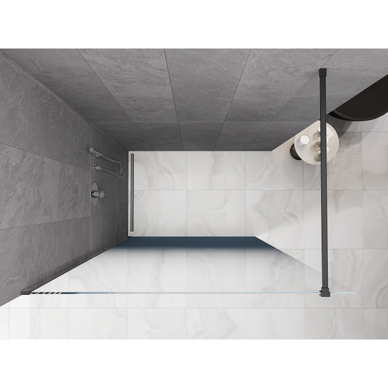 Mexen Kioto ścianka prysznicowa Walk-in 90 x 200 cm, ombre niebieska 8 mm, gun metal - 800-090-101-95-46
