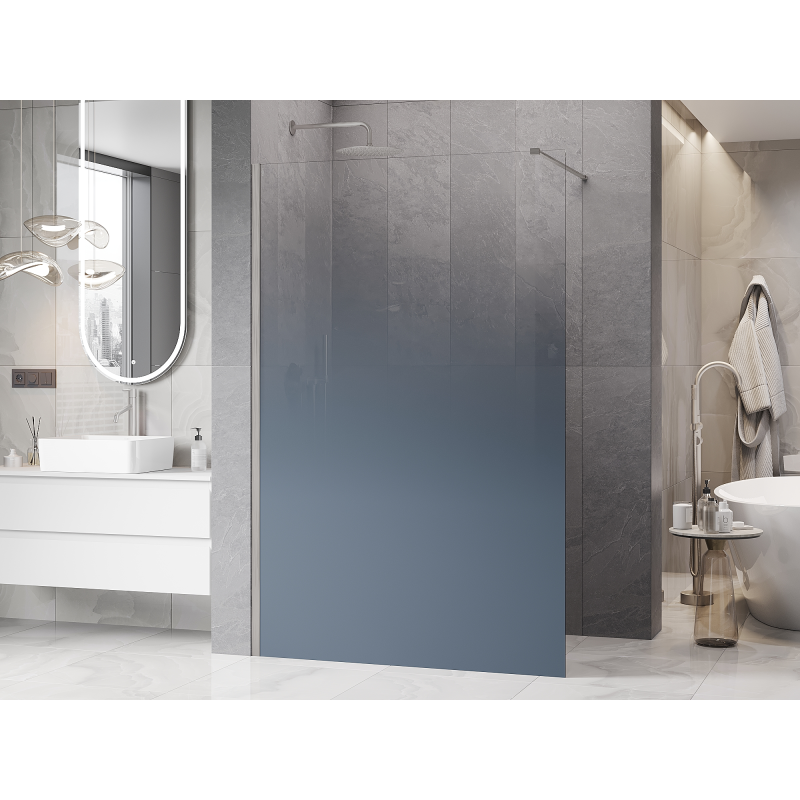 Mexen Kioto ścianka prysznicowa Walk-in 100 x 200 cm, ombre niebieska 8 mm, nikiel szczotkowany - 800-100-101-97-46