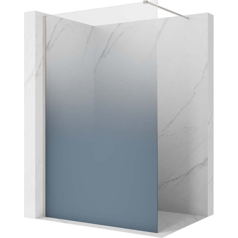 Mexen Kioto ścianka prysznicowa Walk-in 130 x 200 cm, ombre niebieska 8 mm, nikiel szczotkowany - 800-130-101-97-46