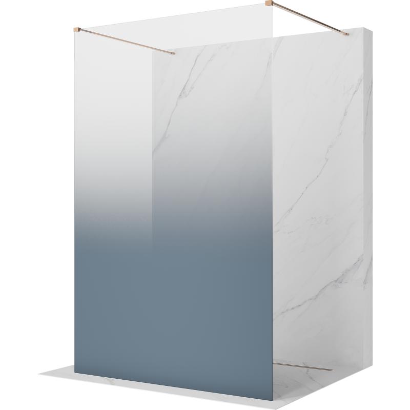 Mexen Kioto fristående duschvägg 120 x 200 cm, blå ombre 8 mm, rosa guld - 800-120-002-60-46