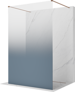 Mexen Kioto ελεύθερη επιτοίχια ντουζιέρα 140 x 200 cm, μπλε ombre 8 mm, βουρτσισμένος