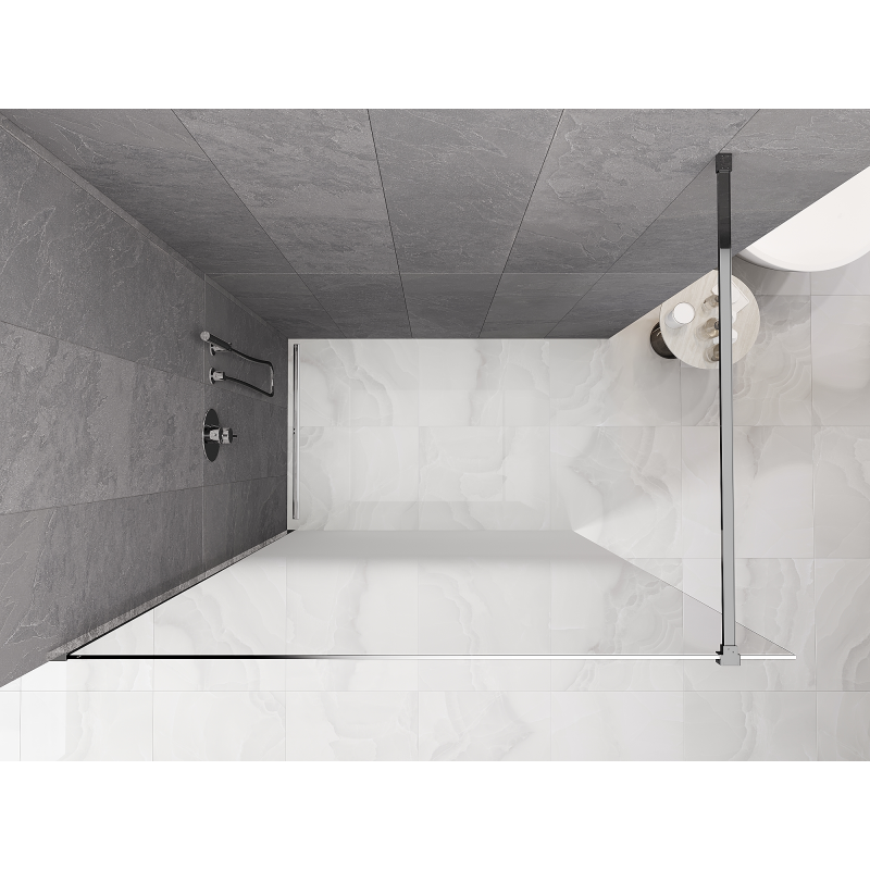 Mexen Kioto paroi de douche Walk-in 70 x 200 cm, ombre blanche 8 mm, chrome - 800-070-101-01-86