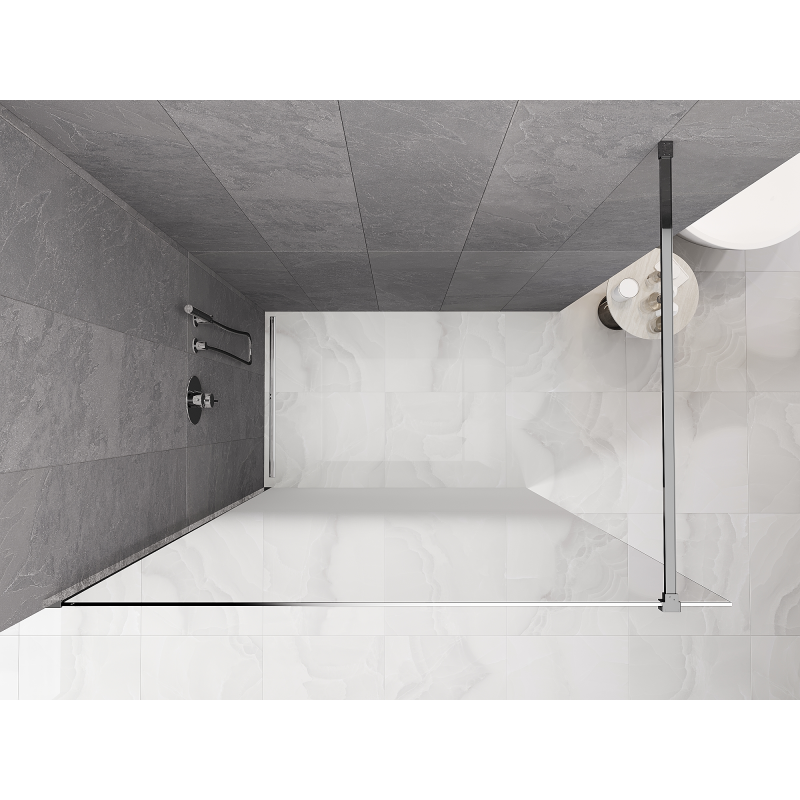 Mexen Kioto Πάνελ ντους Walk-in 80 x 200 cm, λευκό ombre 8 mm, χρώμιο - 800-080-101-01-86