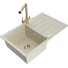 Mexen Bruno granitdiskho 1-kammare med avlopp och köksblandare Duero, beige - 6513-69-671600-50