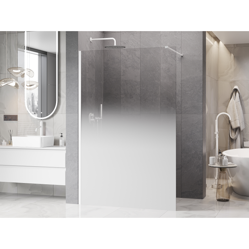 Mexen Kioto τοίχος ντους Walk-in 100 x 200 cm, λευκό ομπρέ 8 mm, λευκό - 800-100-101-20-86