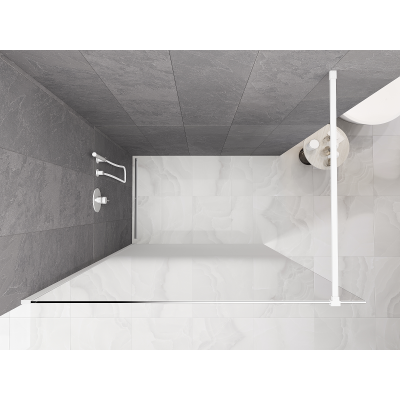 Mexen Kioto τοίχος ντους Walk-in 100 x 200 cm, λευκό ομπρέ 8 mm, λευκό - 800-100-101-20-86