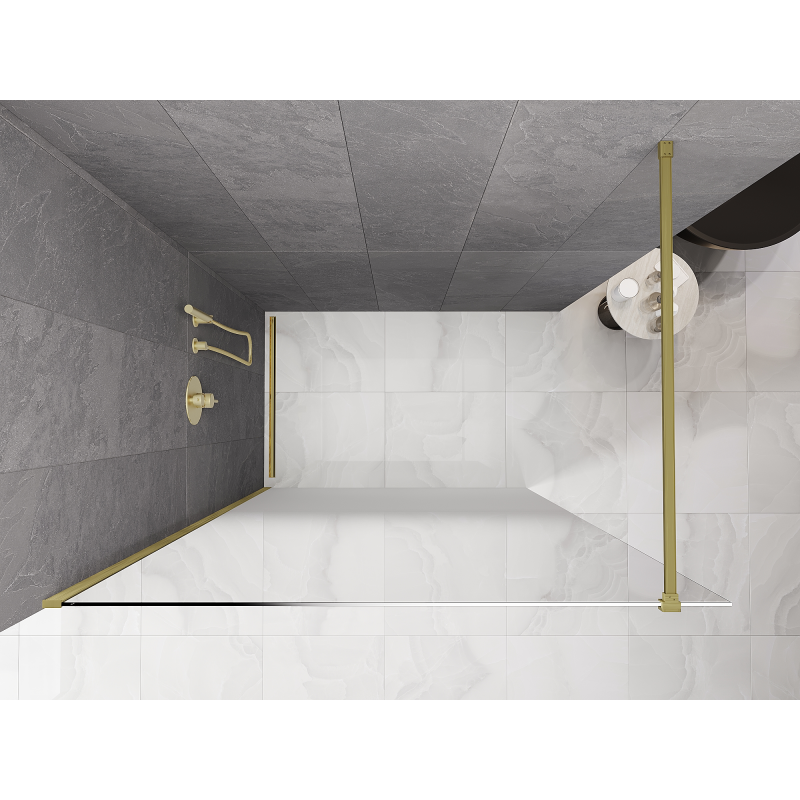 Mexen Kioto douchewand Walk-in 90 x 200 cm, ombre wit 8 mm, goud geborsteld - 800-090-101-55-86