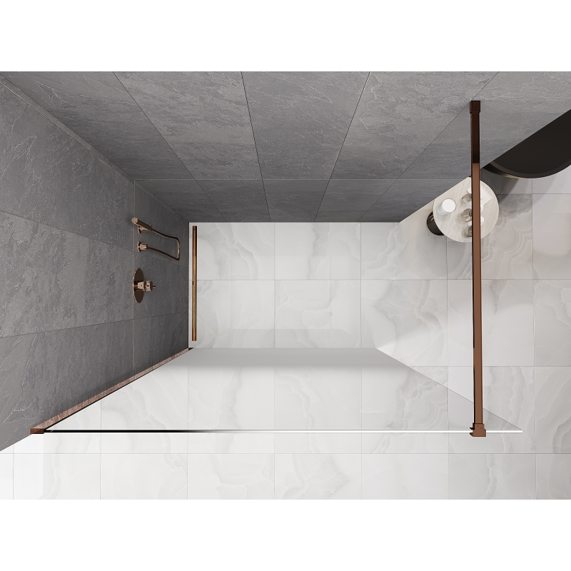 Mexen Kioto douchewand Walk-in 80 x 200 cm, witte ombre 8 mm, roze goud - 800-080-101-60-86