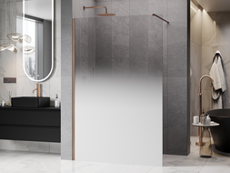 Mexen Kioto Tuš stena Walk-in 120 x 200 cm, bela ombre 8 mm, brušena medenina - 800-120-101-65-86