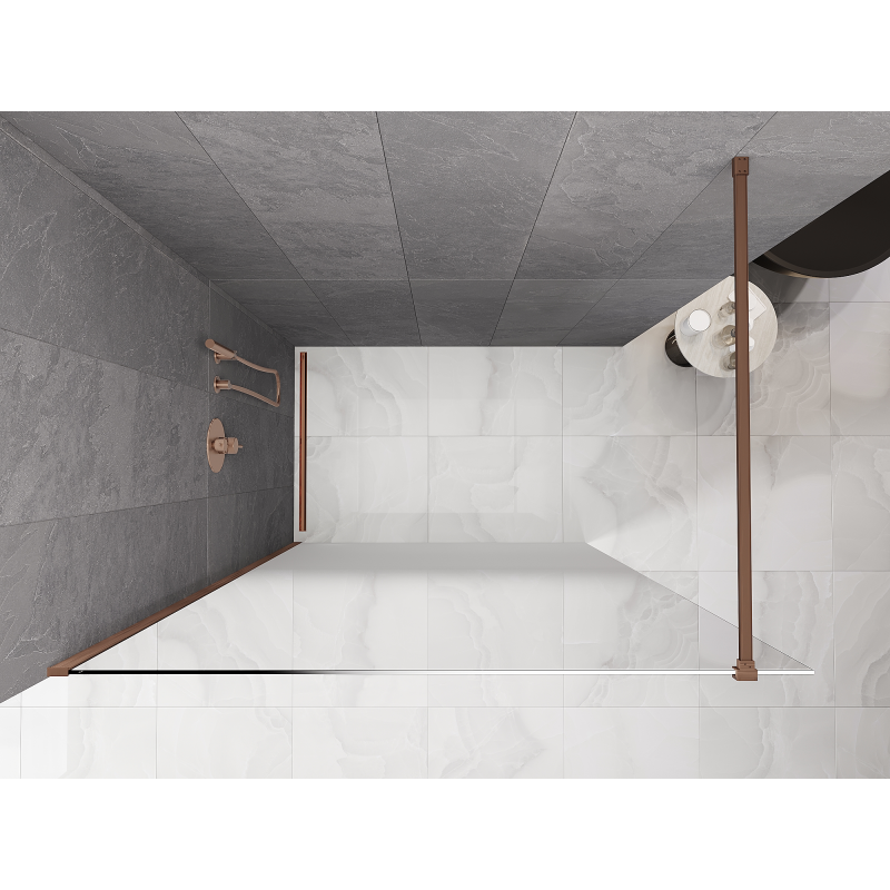 Mexen Kioto mampara de ducha Walk-in 140 x 200 cm, ombre blanca 8 mm, cobre cepillado - 800-140-101-65-86