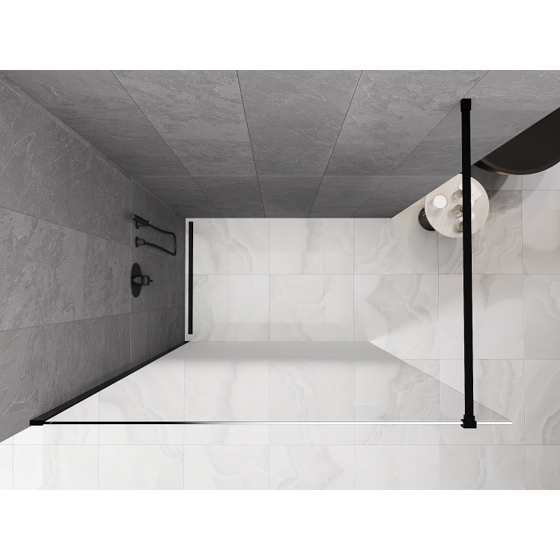 Mexen Kioto παραβάν ντους Walk-in 150 x 200 cm, λευκό με ντεγκραντέ 8 mm, μαύρο