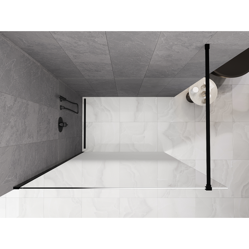 Mexen Kioto paroi de douche Walk-in 80 x 200 cm, ombrée blanche 8 mm, noire - 800-080-101-70-86