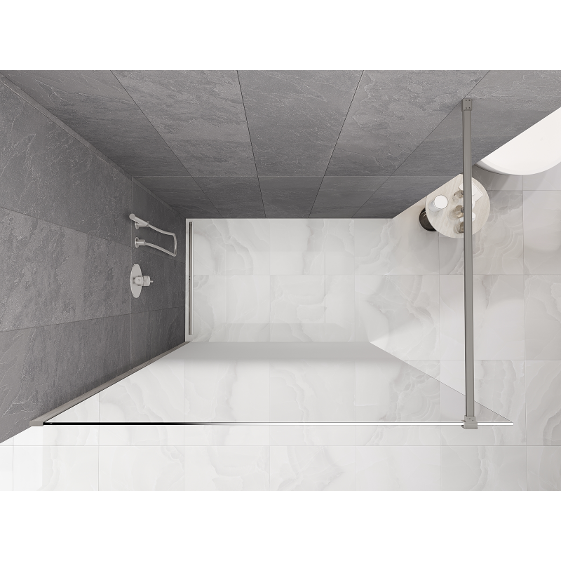 Mexen Kioto Duschvägg Walk-in 100 x 200 cm, vit ombre 8 mm, borstad nickel - 800-100-101-97-86