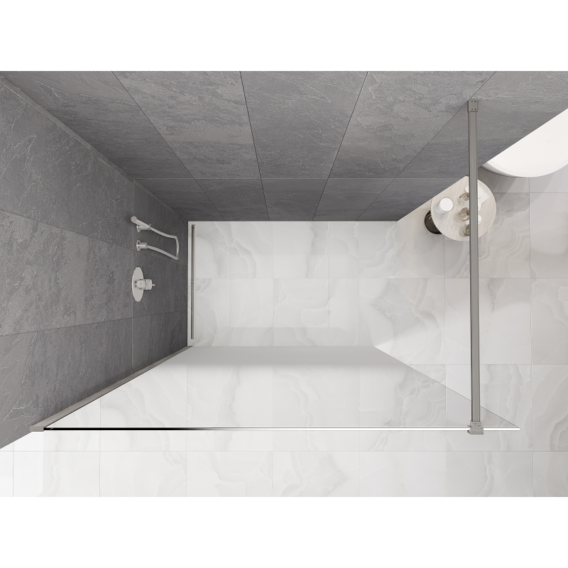 Mexen Kioto suihkuovi Walk-in 110 x 200 cm, ombre valkoinen 8 mm, harjattu nikkeli - 800-110-101-97-86