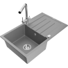 Mexen Bruno 1-bowl granite sink with drainer and Duero kitchen tap, grey - 6513-71-671600-00