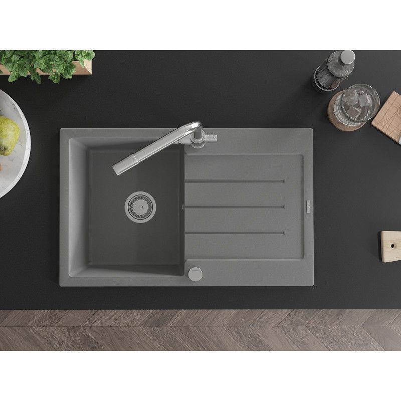 Mexen Bruno granitter Spullsteen mat enger Schoss an enger Kichebatterie Duero, gro - 6513-71-671600-00