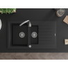 Mexen Matias fregadero de granito 1,5 senos con escurridor y grifo de cocina Telma, negro - 6502-77-670200-00