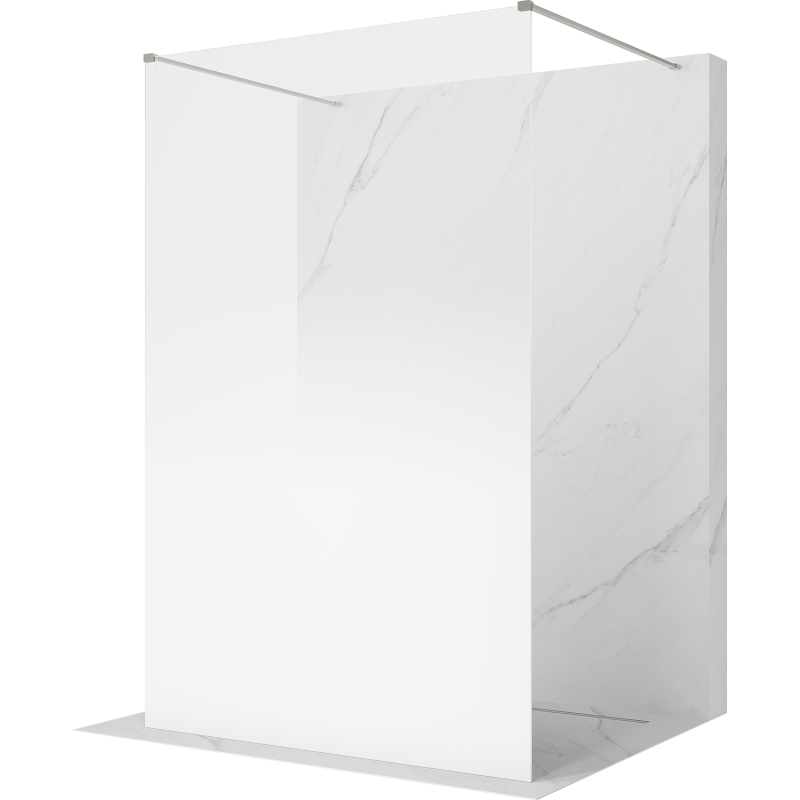 Mexen Kioto fristående duschvägg 110 x 200 cm, vitt ombre 8 mm, borstad nickel - 800-110-002-97-86