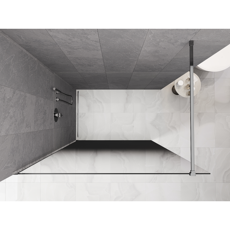 Mexen Kioto pannello doccia Walk-in 130 x 200 cm, ombre nero 8 mm, cromo - 800-130-101-01-76