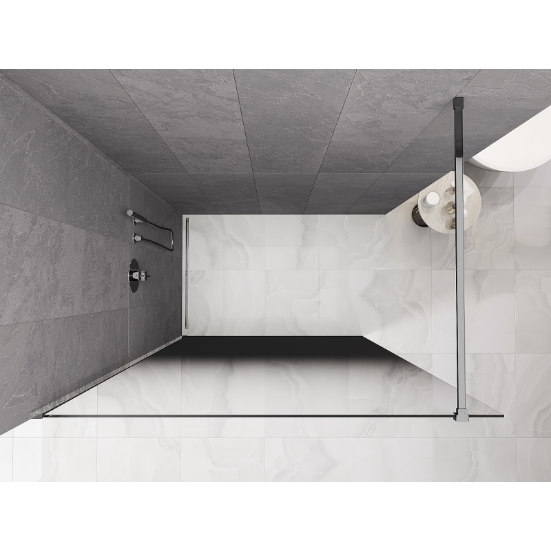 Mexen Kioto duschvägg Walk-in 80 x 200 cm, ombre svart 8 mm, krom - 800-080-101-01-76