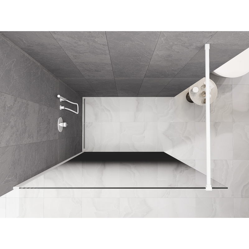 Mexen Kioto tuš stena Walk-in 100 x 200 cm, ombre črna 8 mm, bela - 800-100-101-20-76