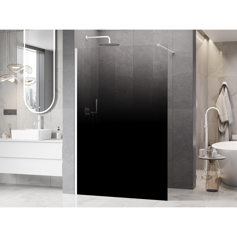 Mexen Kioto douchewand Walk-in 150 x 200 cm, zwarte ombre 8 mm, wit - 800-150-101-20-76