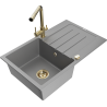 Mexen Bruno fregadero de granito de 1 cubeta con escurridor y grifo de cocina Duero, gris - 6513-71-671600-50