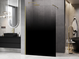 Mexen Kioto parede de duche Walk-in 80 x 200 cm, ombre preta 8 mm, dourada escovada - 800-080-101-55-76