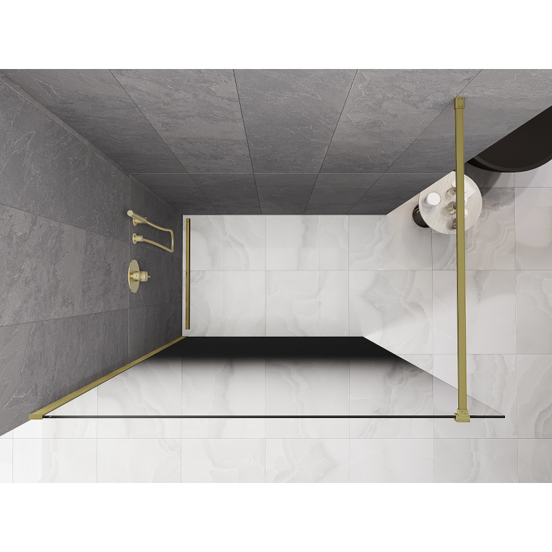 Mexen Kioto Parete doccia Walk-in 80 x 200 cm, ombre nera 8 mm, oro spazzolato - 800-080-101-55-76
