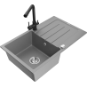 Mexen Bruno fregadero de granito de 1 seno con escurridor y grifo de cocina Duero, gris - 6513-71-671600-70