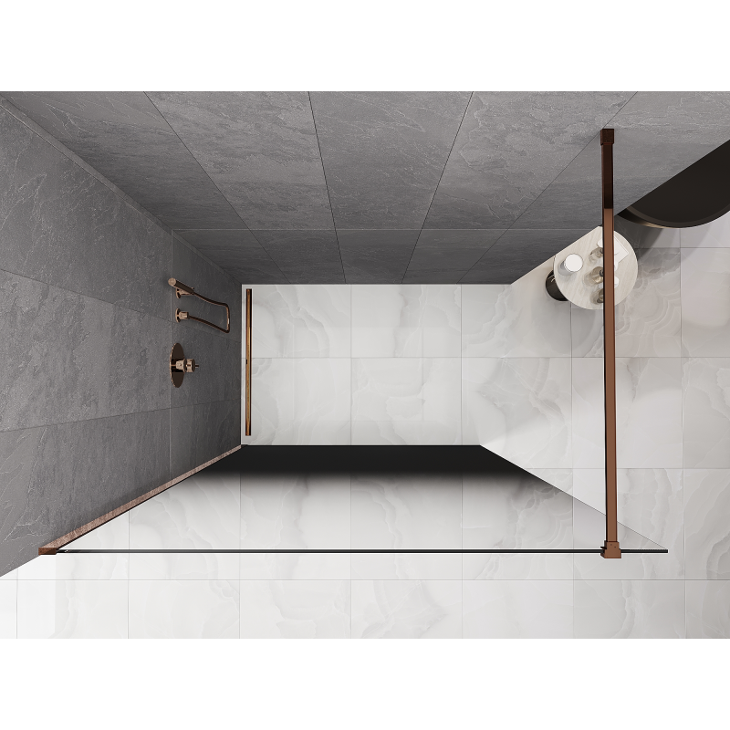 Mexen Kioto parete doccia Walk-in 90 x 200 cm, ombre nero 8 mm, oro rosa - 800-090-101-60-76