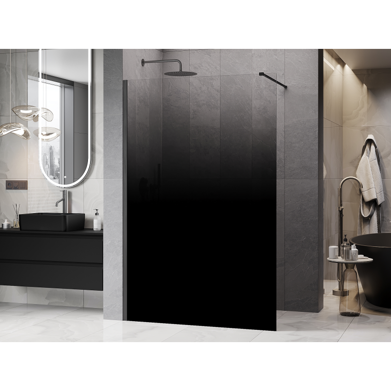 Mexen Kioto parede de chuveiro Walk-in 80 x 200 cm, ombre preta 8 mm, cinza escovado - 800-080-101-66-76