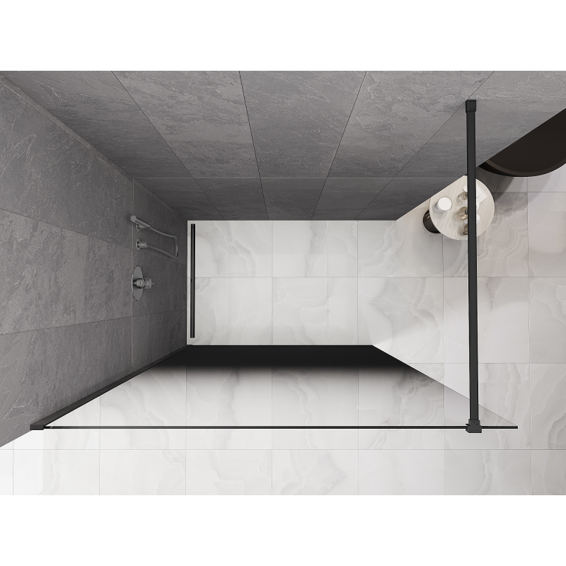 Mexen Kioto parede de duche Walk-in 150 x 200 cm, ombre preto 8 mm, cinzento escovado - 800-150-101-66-76