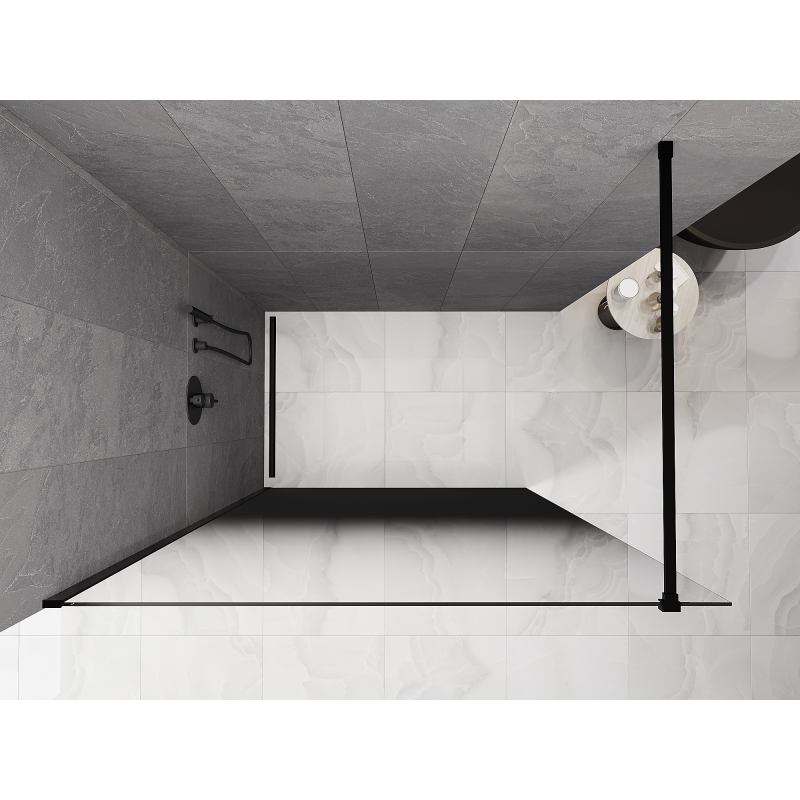 Mexen Kioto paroi de douche Walk-in 140 x 200 cm, ombrée noire 8 mm, noire - 800-140-101-70-76