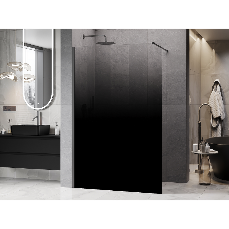 Mexen Kioto duša sienas Walk-in 120 x 200 cm, ombre melna 8 mm, pistoles metāls - 800-120-101-95-76